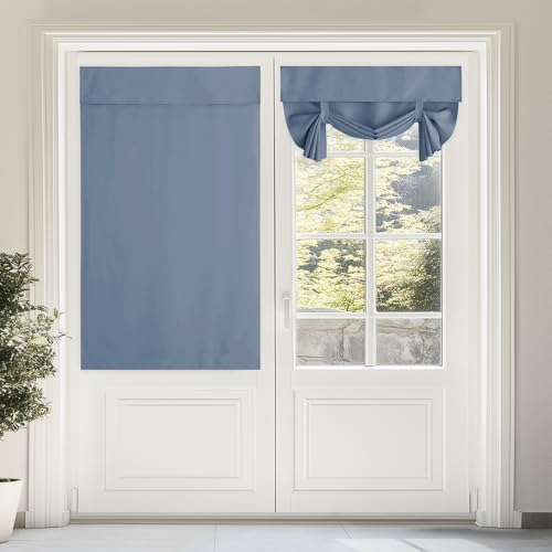 NICETOWN Stone Blue Tie Up Curtains for French Back Door Windows Cover by NICETOWN