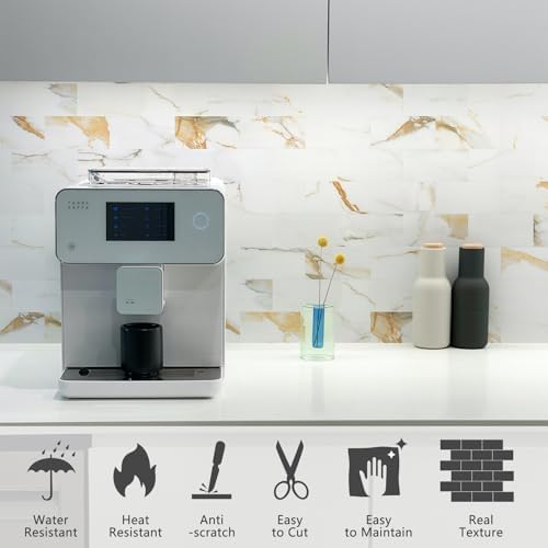 STICKGOO 10-Sheet Peel and Stick Backsplash, Calacatta Golden - Image 4