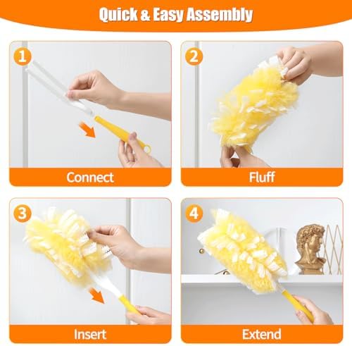 40 Count 360° Heavy Duty 2 Sided Duster Refills Compatible with Swiffer, Large Size-Extra Thick Disposable Electrostatic Feather Duster Refill with 1 Short Handle for Furniture, Blinds, Ceiling - Image 6