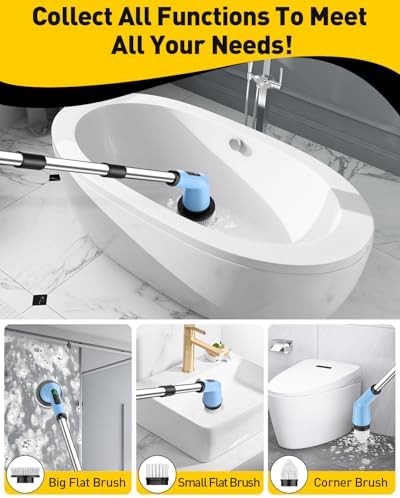 Electric Spin Scrubber for Bathroom, Shower Scrubber with Long Handle - Image 4