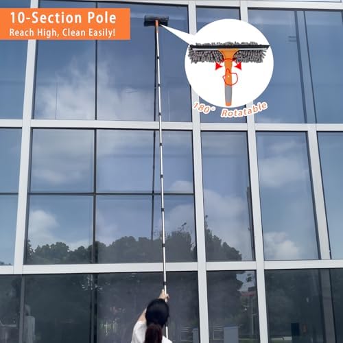 13 FT Gutter Cleaning Tools with 10-Section Extension Pole, Gutter Cleaning Brush, Silicone Squeegee & Window Washer for Gutters, High Windows, Glass & Cars - Image 6