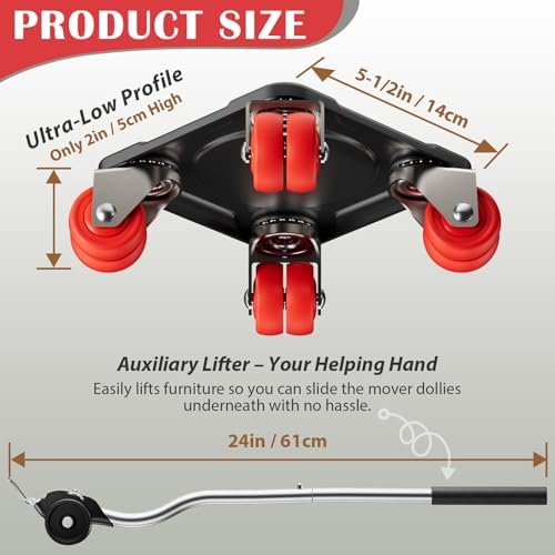 ONEON Heavy Duty Furniture Movers with Wheels & Lifter (8 Dual Wheels) - Image 3