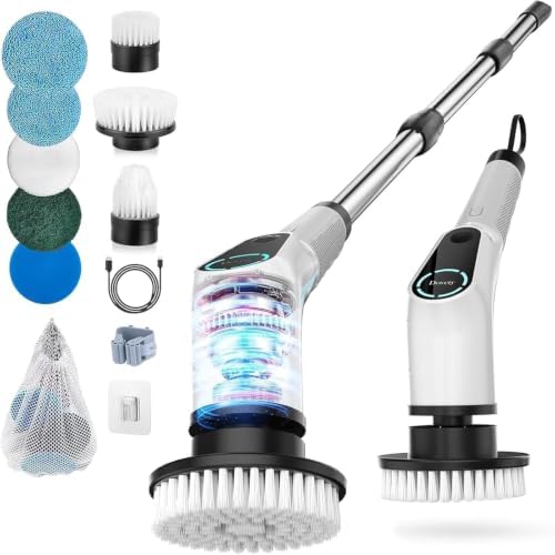 Dovety Electric Spin Scrubber, Extendable Handle, 8 Brush Heads-WH by Dovety