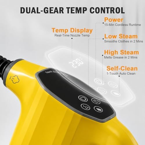 Handheld Steam Cleaner for Home with LED Display, 15-Pcs Set - Image 2