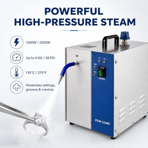 Professional Jewelry Steam Cleaner Machine, High Pressure Stainless Steel Washer For Gold, Silver & Diamonds, Commercial Electric Cleaning Equipment(4L) - Image 2