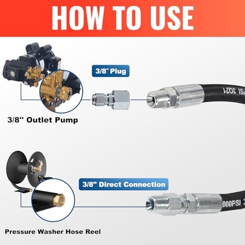 YAMATIC Pressure Washer Whip Hose 8 FT For Hose Reel, 3/8" Swivel Connector - Image 6