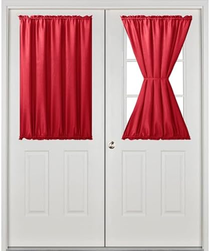 Hiasan French Door Curtains Semi Sheer, Red, 52W x 40L, 1 Panel - Image 2
