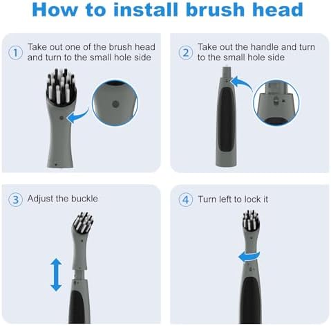 SOARING Rechargeable Electric Cleaning Brush with 4 in 1 Multiple Brush Heads,Indoor Household Cordless Motorized Brush for Bathroom Toilet Kitchen Tile Crevice (Gray & Black) - Image 5