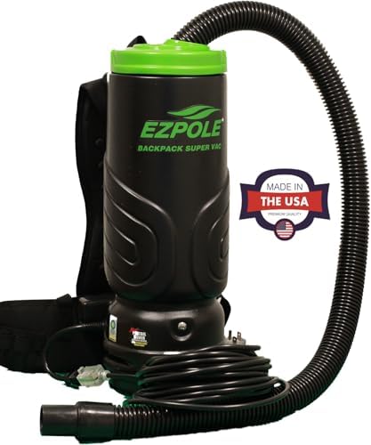 Ezpole Commercial HEPA 4- Stage Filtration Backpack Vacuum with Aluminum Wand and 50' Cord and (5) Heavy Duty Indusrial Duty Attachments - Made in USA - Image 2