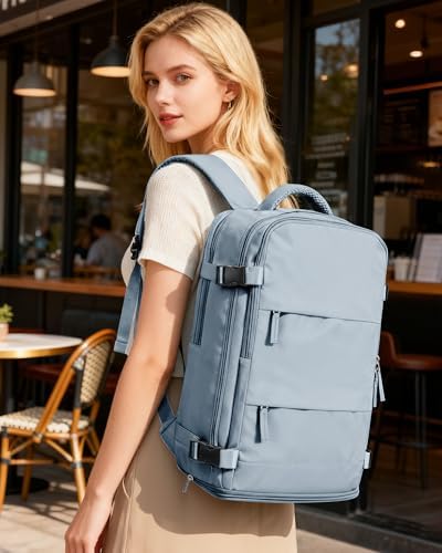 coofay Travel Backpack For Women Men Airline Approved Carry On Backpack Flight Approved Waterproof Sports Luggage Backpack Casual Daypack Small Hiking Backpack Grey Blue - Image 2