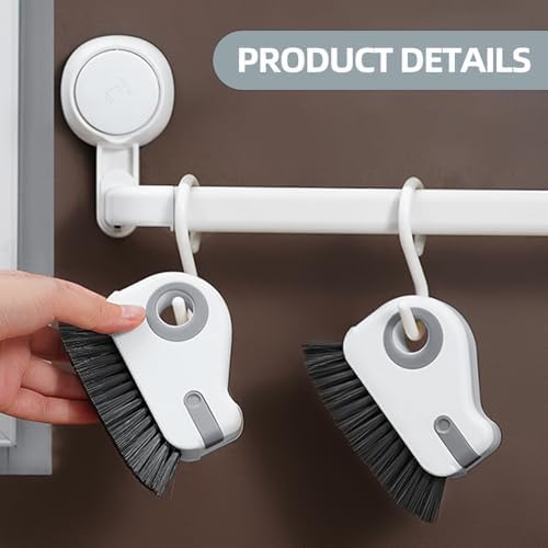 2 in 1 Groove Cleaning Brush, Grout Cleaner Tool & Multifunction Window Track Cleaner (with Hidden Scraper or Mini Dustpan) – for Glass Door Tracks, Window Sills, Sliding Doors (Gray) - Image 4