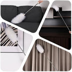 Extendable Lambswool Duster 29-110 Inch,Anti-Static Flexible Head, Stainless Steel Pole for Cleaning High Ceiling,Fan,Furniture,Roof Dusting - Image 6