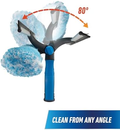 Unger Professional Connect and Clean 18” Proflex 2-in-1 Squeegee and Scrubber, High Access Window Cleaning Tool with Pivoting Head, Commercial and Residential Use, Reusable Microfiber Sleeve - Image 2