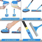 Tile Tub Scrubber Brush with 5 Different Function Cleaning Heads and 51" Extendable Long Handle Non Scratch Shower Scrubber for Cleaning Bathroom Kitchen Toilet Wall Bathtub - Image 5