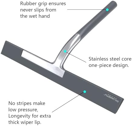 Shower Squeegee for Glass Doors, RICHMIRTH 11" Inch Width Silicone Rubber Blade Squeegee Window Cleaner Tool Squeegee for Shower Glass Doors Bathroom - Image 3