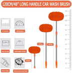 WillingHeart 47.5" Car Wash Brush Mop Cleaning Tool with Long Handle Kit for Washing Detailing Cars Truck, SUV, RV, Trailer, Boat 2 in 1 Chenille Microfiber Sponge Duster Not Hurt Paint Scratch Free - Image 3