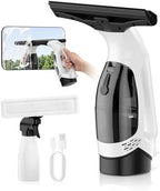 Window Vacuum Squeegee Cordless, 3-in-1 Electric Window Cleaner Tool with Spray & Microfiber Pad, Streak-Free 2200Pa Suction for Glass, Shower Doors, Mirrors, Tiles and Car Windows by BIGITTA
