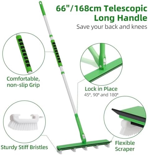 Grout Cleaner Brush with 66'' Long Handle Stiff Bristle Multi-Line Cleaner Adjustable Heads Grout Scrub Crevice Cleaning Brush for Tile Floor, Shower, Bathroom, Kitchen, Wall - Image 4