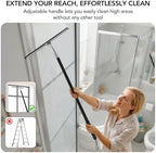 Long Handle Shower Squeegee for Glass Doors, 15-51" Telescopic Window Squeegee with Extension Pole, 2-1 Extendable Bathroom Squeegee with Fiber Scrubber for Shower Glass, Mirrors, Tile Walls & Windows - Image 2