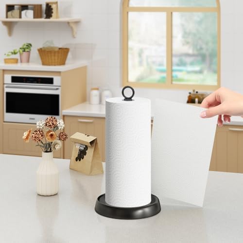 Paper Towel Holder Countertop, Stainless Steel, Weighted Base, Anti-Slip, Black Paper Towel Holder Stand for Kitchen Bathroom Farmhouse Essentials Decor Accessories - Image 6