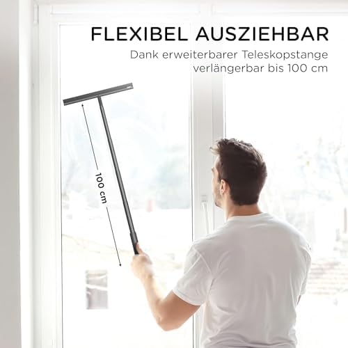 Extendable Shower Squeegee for Glass Doors, Shower Cubicle Squeegee Shower Wiper Window Cleaner Squeegee Shower Silicone, Squeegee Shower with 23.5-97 cm Telescopic Rod - Image 3