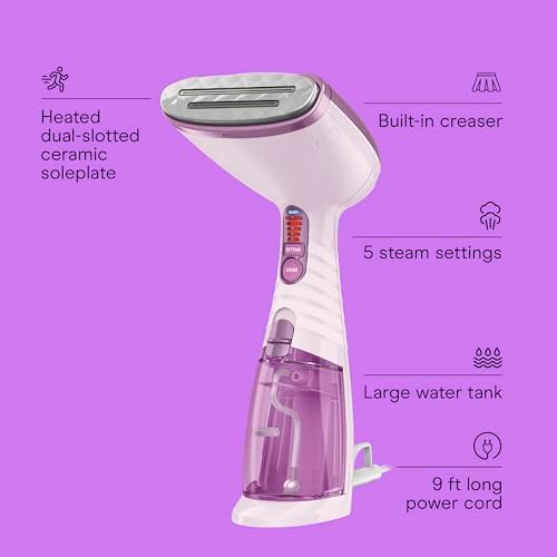 Conair Handheld Garment Steamer for Clothes, Turbo ExtremeSteam 1875W Fabric Steamer, Portable Handheld Design, Strong Penetrating Steam, Amazon Exclusive, Purple - Image 3