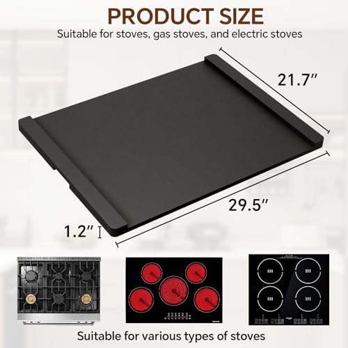 Noodle Board Stove Cover Wood(Ready to Use), Stove Top Covers for Electric Stove, Gas Stove, Wooden Decorative Rustic Kitchen Serving Tray, for Range Stovetop, Cooktop, 30'' * 22'', Black - Image 2