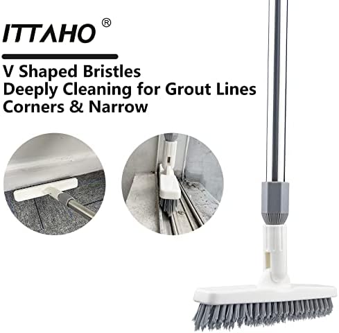 2 Pack Grout Cleaning Brush with Long Handle, Swivel V-Shape Grout Scrub Brush, Extendable Handle for Tile Floors, Bathroom, Shower, Corner - Image 2