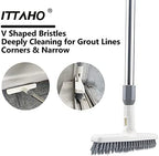 2 Pack Grout Cleaning Brush with Long Handle, Swivel V-Shape Grout Scrub Brush, Extendable Handle for Tile Floors, Bathroom, Shower, Corner - Image 2