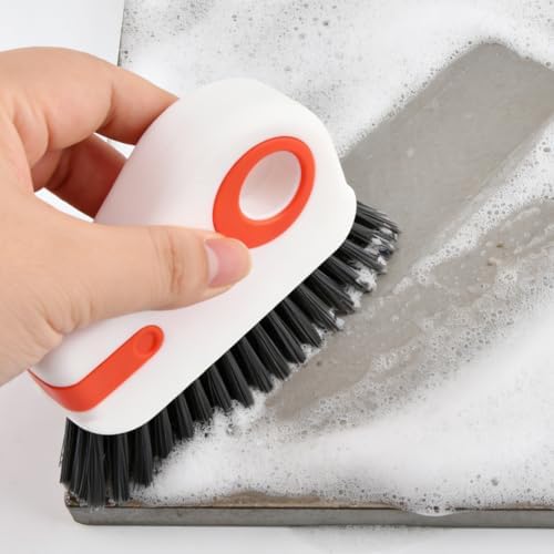 Groove Cleaning Brush 2 in 1 Grout Cleaner Tool Grip Brush, Multifunction Window Track Cleaner with Hard Bristle and Hidden Scraper Cleaning Brush for Sliding Door Track, Window(Color:4 pcs) - Image 7