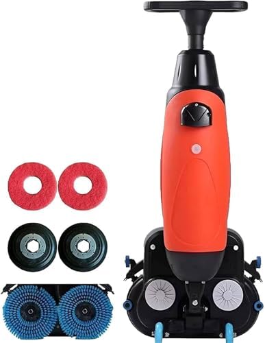 Commercial Floor Buffer Polisher Machine, Electric Floor Scrubber with Double Brushes, 360° Rotating Head, 17” Cleaning Width, Powerful Deep-Cleaning Red by Unknown