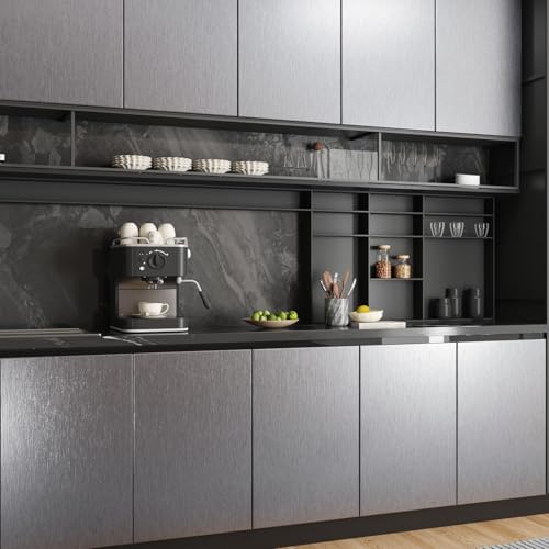 CRE8TIVE Brushed Silver Stainless Steel Contact Paper Peel and Stick Metallic Wallpaper for Kitchen 12"x354" Removable Self Adhesive Silver Contact Paper for Cabinets Waterproof Vinyl Backsplash Walls - Image 5