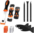 DEKEones Razor Blade Scraper Tool Set, 9 Pack Razor Scraper with 30 Plastic & 30 Metal Blades, Non Scratch Plastic Scrapers Tool for Stickers Label Grout Removal by SpecializedinScrapingandPlasteringTool