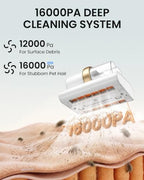 HEAPETS Mattress Vacuum Cleaner, 16Kpa Bed Vacuum with 275nm UV-C Light & 149℉ Heat & Ultrasonic, Dual High-Speed Roller Brushes & H13 HEPA Filter for Pet Hair, Bed, Sofa, Couch, Corded White - Image 6