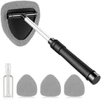 JUSTTOP Windshield Cleaner Tool, Car Interior and Exterior Window Cleaning Kit with Extendable Handle & 4 Reusable Microfiber Pads, Auto Glass Wiper Brush Kit for Car & Home Windows (Grey) by JUSTTOP