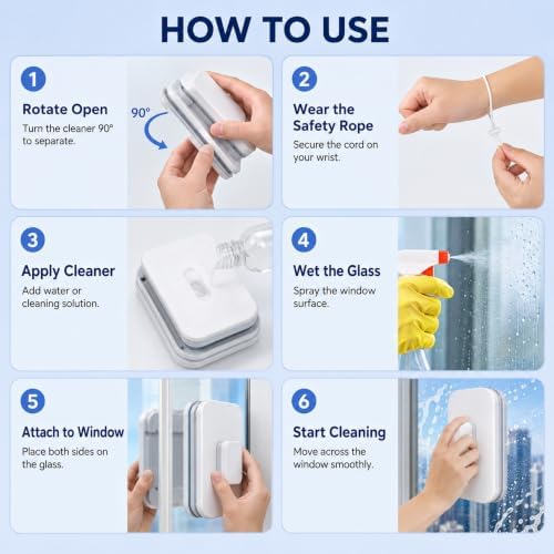 Magnetic Double Sided Glass Cleaner Dual Window Wiper with Rope，8-15mm - Image 7