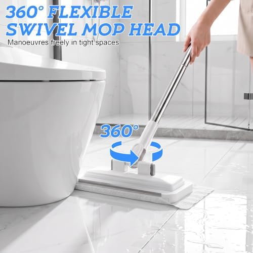 37.5 in Handle, 360° Swivel Floor Mop with 2 Reusable Cloths - Image 4