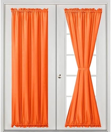 Hiasan French Door Curtains Privacy, Pumpkin Orange, 24W x 72L, 1 Panel - Image 2