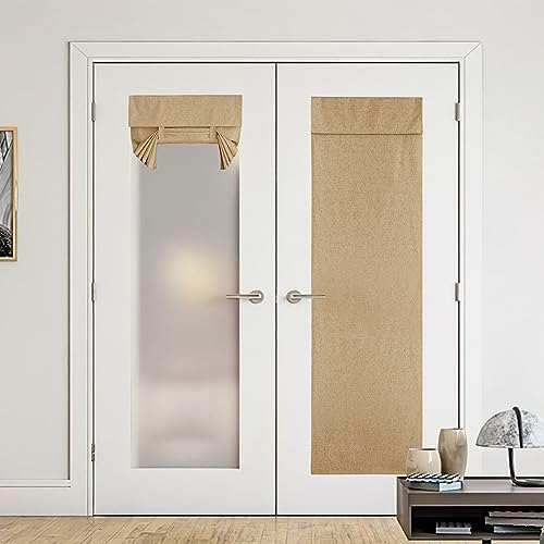 NICETOWN Privacy French Door Curtains, W30 x L72 inch, 1 Panel, Camel by NICETOWN