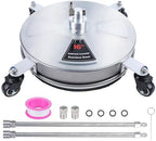 Biswing 16" Pressure Washer Stainless Steel Surface Cleaner with 4 Wheels & 1/4" Quick Connector, Power Washer Attachment with 2 Extension Wand, 2 Replacement Nozzles, 4000 PSI by Biswing