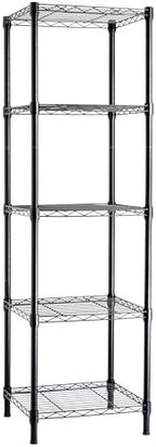 Amazon Basics 5-Shelf Tower Adjustable Storage Shelving Unit for Garage, Rust-Resistant Steel, 150 lbs Per Shelf, 16"W x 16"D x 54"H, Black by AmazonBasics