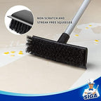 MR.SIGA Floor Scrub Brush with Long Handle, 2 in 1 Scrubber and Squeegee for Cleaning Bathroom, Patio, Garage, Wall, Tile with Stiff Bristles (Pack of 3) - Image 3
