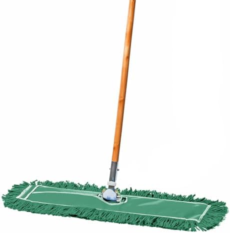 24 Inch Green Commercial Dust Mop & Floor Sweeper – Wood Handle Floor Mop for Tile, Hardwood & Concrete by TidyTools
