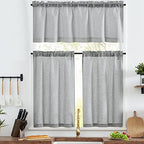 jinchan Lien Tier Curtains and Valances, 26x24, 3 Panels, Grey by JINCHAN