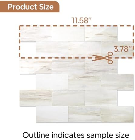 STICKGOO 1/3 Sheet Subway Tile Peel and Stick Backsplash, Seamless Design Polished Eurasia Pinkish-Beige Kitchen Backsplash Wall Tiles(Only 1/3 Sample) - Image 4