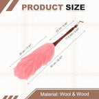 uxcell Wool Duster, 20.5" Natural Feather Cleaner Household Cleaning Duster with Solid Wooden Handle for Cleaning Fans Window Blinds Shelves Furniture, Pink - Image 2