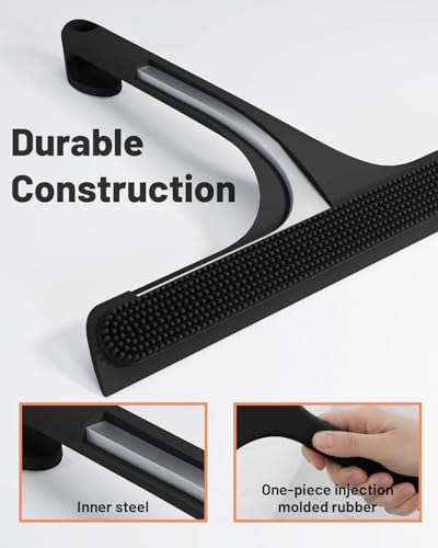 2-in-1 Silicone Shower Squeegee with Hook,Dual-Sided Design with Scraper & Scrub Surface,Streak-Free Bathroom Squeegee for Glass Doors,Mirrors,Windows,Car Windshields (Black Squeegee+Hook+Dispenser) - Image 5