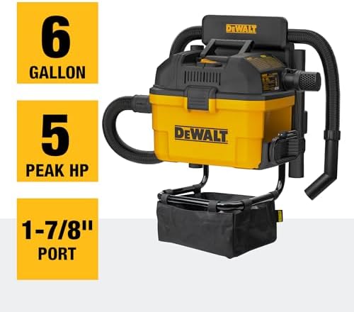 DEWALT Portable 6 Gallon 5 Horsepower Wall-Mounted Garage Wet Dry Vacuum Cleaner DXV06G - Image 2