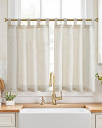 jinchan Linen Tier Curtains, Tab Top, 26x36, 2 Panels, Natural by JINCHAN