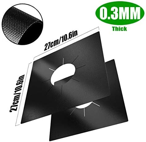 Stove Burner Covers,0.3 MM Double Thickness,8 Pack,Black,Size 10.6” x 10.6” - Image 2